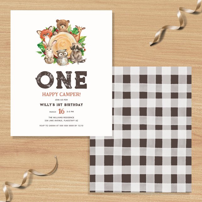 Papier Budget One Happy Camper Bear Boy 1er anniversaire (Créateur téléchargé)
