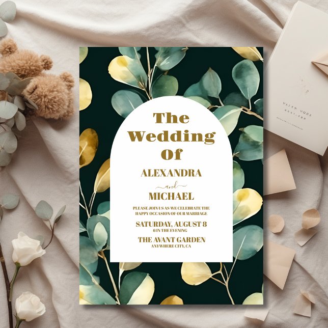 Papier Budget Or Vert Pailleté Eucalyptus Mariage (Créateur téléchargé)