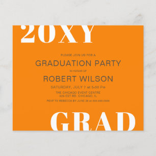 Papier Budget Orange Bold Graduation Party Invitation