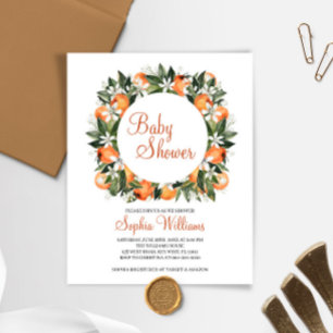 Papier Budget Orange Floral Baby shower Invitation