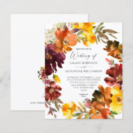Papier Budget Orange & Jaune Mariage Floral Chute Or
