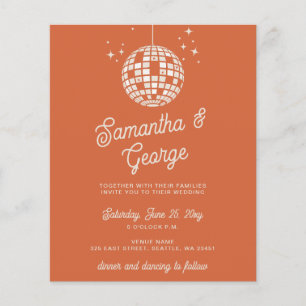 Papier Budget Orange Photo Disco Faire-part de mariage