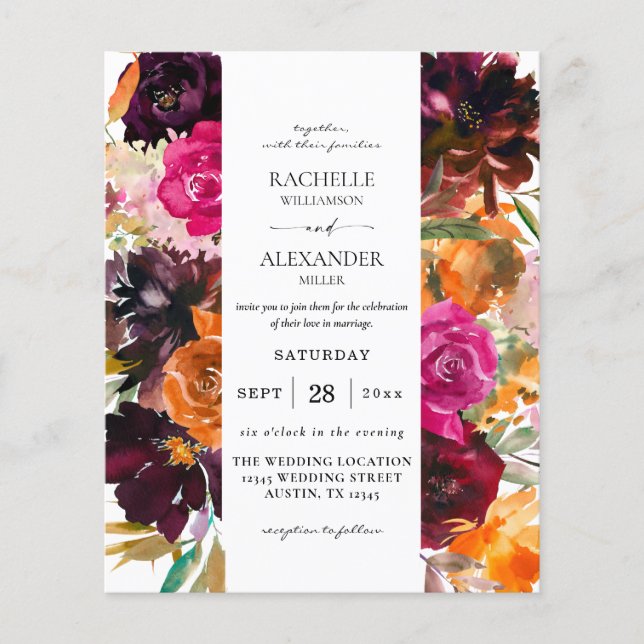 Papier Budget Orange, Rose, Purple Automne Floral 1 Maria (Devant)