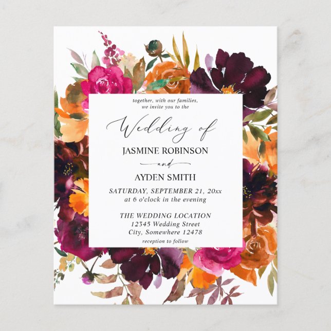 Papier Budget Orange, Rose, Purple Automne Floral 2 Maria (Devant)