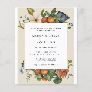 Papier Budget Orange Summer Boho Bridal Show Invitation