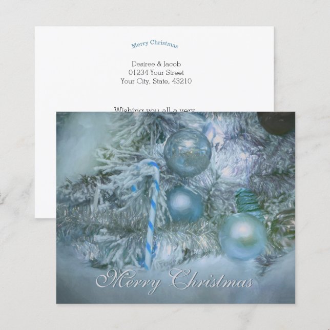 Papier Budget Ornements Joyeux Noël Bleu Turquoise Vacanc (Devant / Derrière)