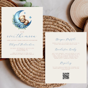 Papier Budget Over the Moon Ours Bleu Code QR Baby Shower