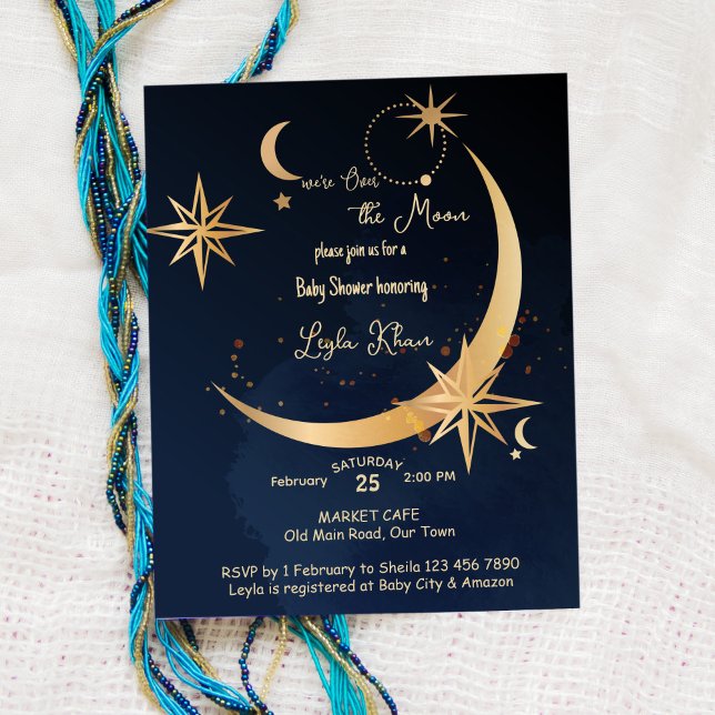 Papier Budget Over the Moon starry night Baby shower (Créateur téléchargé)