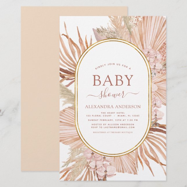 Papier Budget Pampas Grass Baby shower Bohème Bohème Bohè (Devant / Derrière)