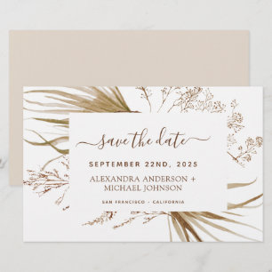 Papier Budget Pampas Grass Boho Enregistrer la date