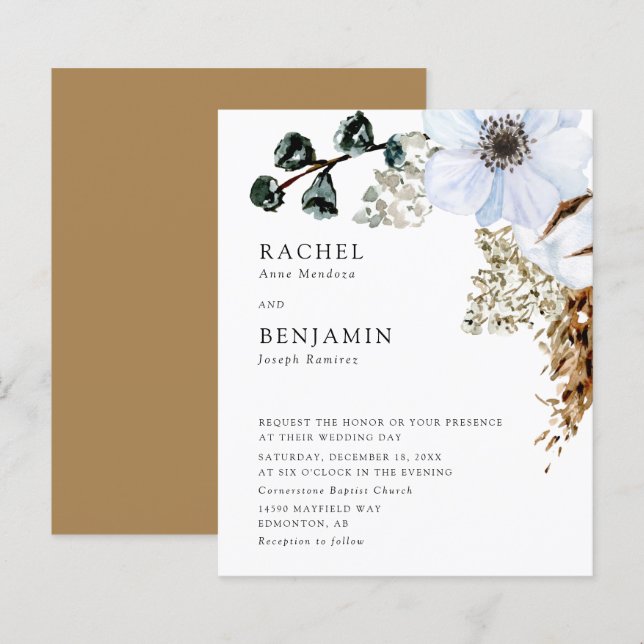 Papier Budget Pampas Grass Elegant Boho Mariage Floral (Devant / Derrière)