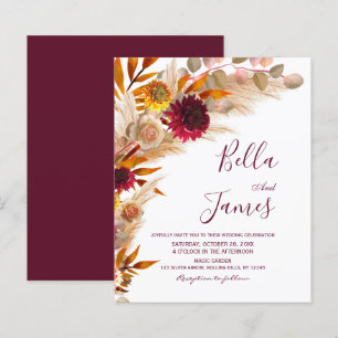 Papier Budget Pampas Grass Floral Boho Mariage Invitation