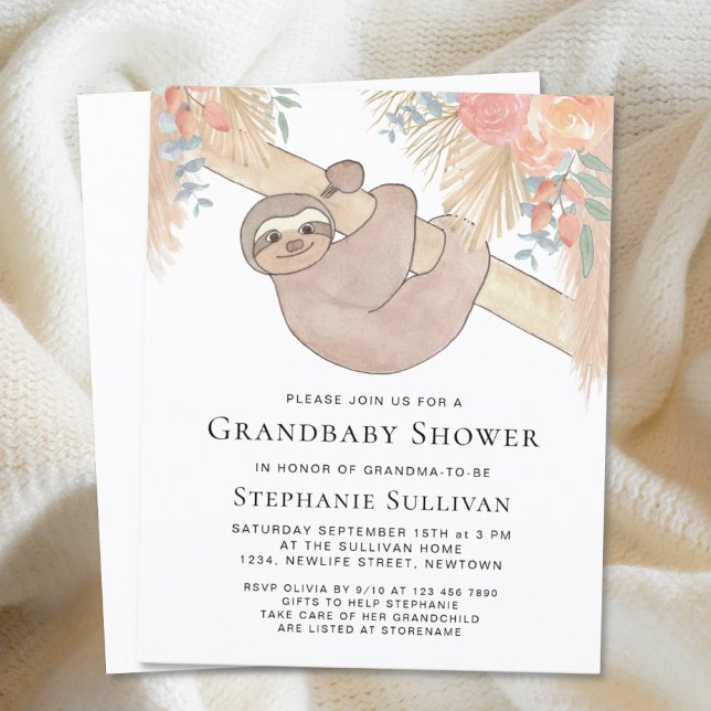 Papier Budget Pampas Grass Grandma Baby shower Invitation (Créateur téléchargé)