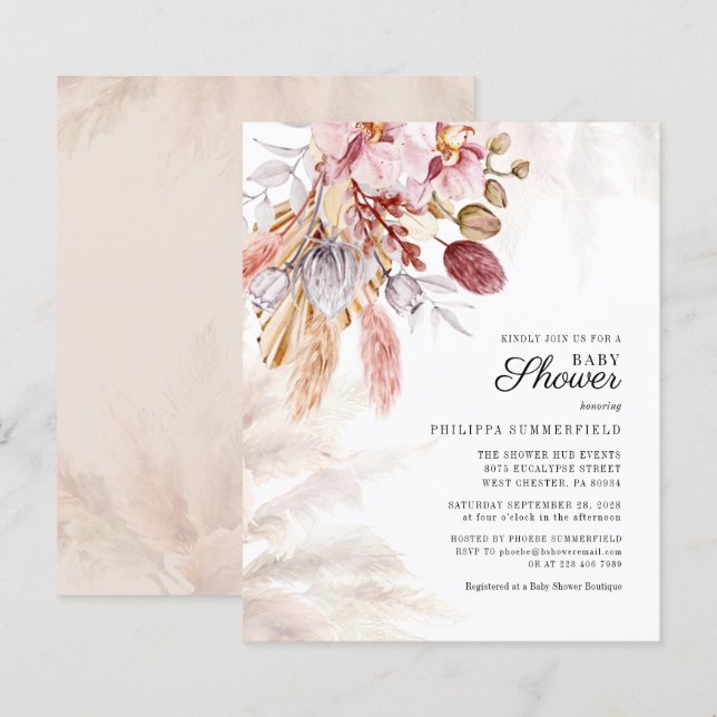 Papier Budget Pampas Grass séché Foliage Fille Baby showe (Devant / Derrière)