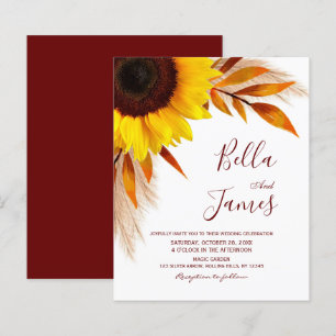 Papier Budget Pampas Grass Sunflower Invitations de maria