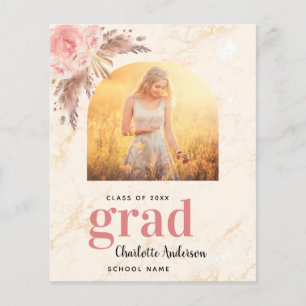 Papier Budget pampas herbe blush graduation merci