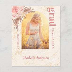 Papier Budget pampas herbe blush graduation merci