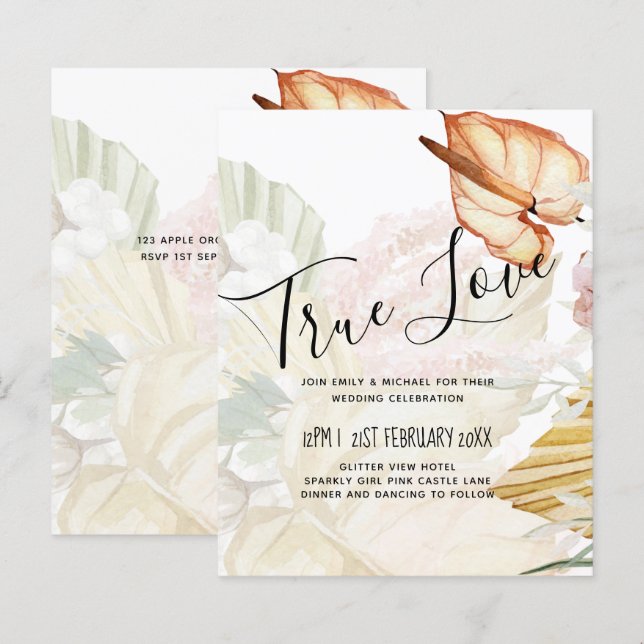 Papier BUDGET Pampas Tropical Grass Terracotta Mariage (Devant / Derrière)