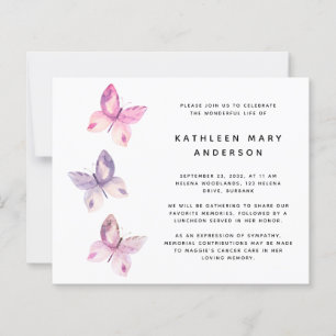 Papier BUDGET Papillon Célébration de la vie Invitation