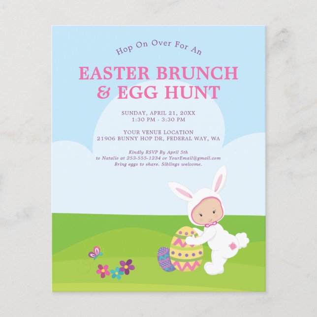 Papier Budget Pâques Brunch OEuf chasse fêtes Invitation (Devant)