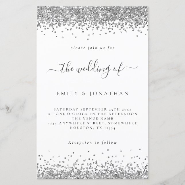 Papier Budget Parties scintillant argent Mariage blanc In (Devant)