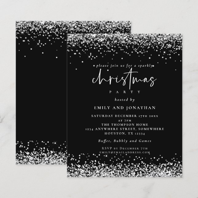 Papier Budget Parties scintillant argent Noël fête Invita (Devant / Derrière)