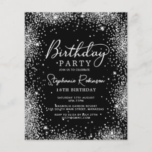 Papier Budget Parties scintillant argent noir 18e anniver