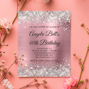 Papier Budget Parties scintillant argent rose 40e anniver