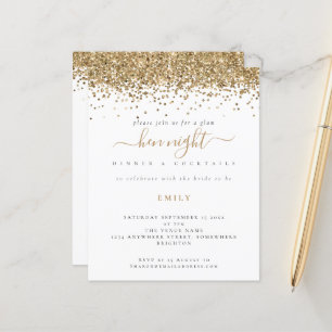 Papier Budget Parties scintillant Or Hen Night Invitation