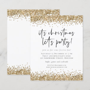 Papier Budget Parties scintillant or Noël Lets Invitation