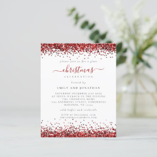 Papier Budget Parties scintillant rouge Noël Invitation b
