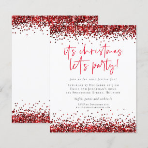 Papier Budget Parties scintillant rouge Noël Lets Invitat