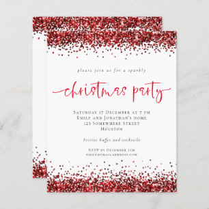 Papier Budget Parties scintillant rouge Script Noël Invit