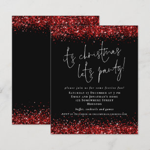 Papier Budget Parties scintillant rouge Son Noël Lets Inv