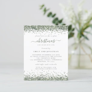 Papier Budget Parties scintillant verte Noël Invitation b