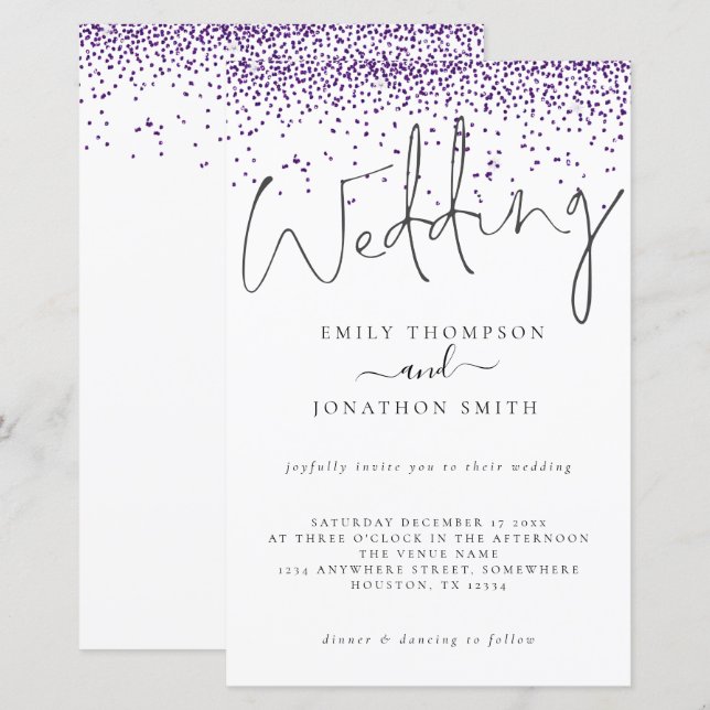 Papier Budget Parties scintillant violet Confetti Mariage (Devant / Derrière)