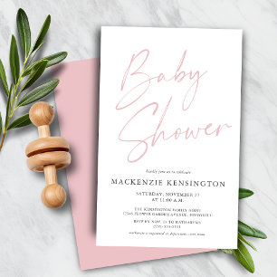 Papier Budget Pastel Blush Pink Simple Script Baby shower