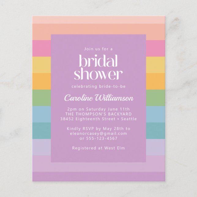 Papier Budget Pastel Stripe Arc-en-ciel violet Fête des m (Devant)