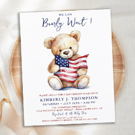 Papier Budget Patriotic Teddy Bear Baby shower Invitation