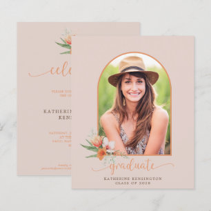 Papier Budget Peach Floral Boho Arch Invitation