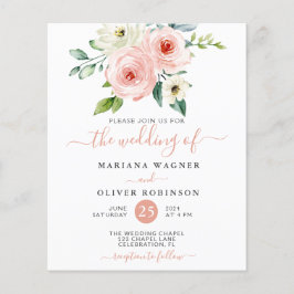 Papier Budget Peach White Watercolor Mariage floral