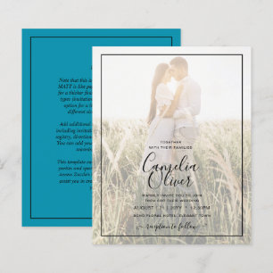 Papier BUDGET Peacock Blue Photo Overlay Mariage Inviter