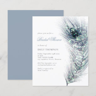 Papier Budget Peacock Feather Bridal Douche Invitation