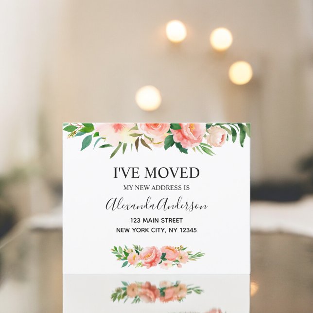 Papier Budget Pêcher Corail Floral Moving Faire-part (Créateur téléchargé)