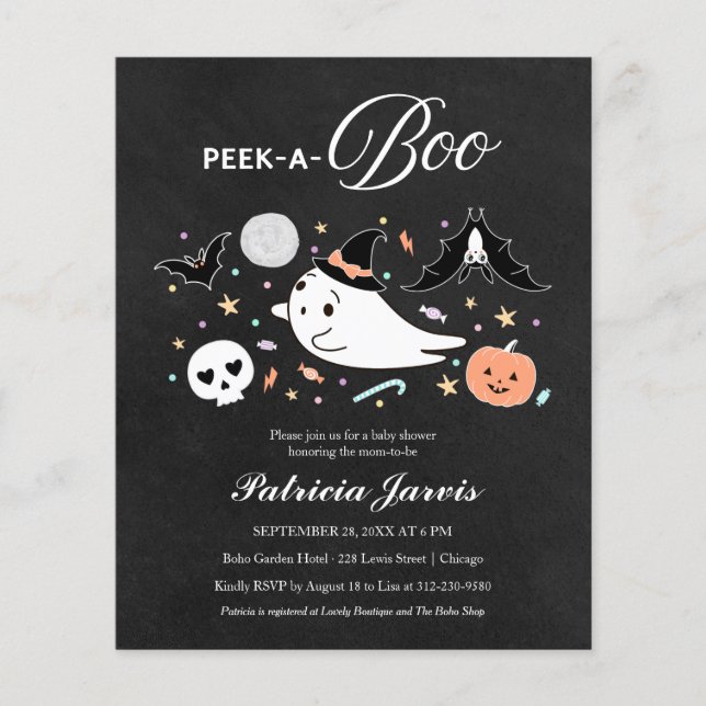 Papier Budget Peek-A-Boo Halloween Baby shower Invitation (Devant)