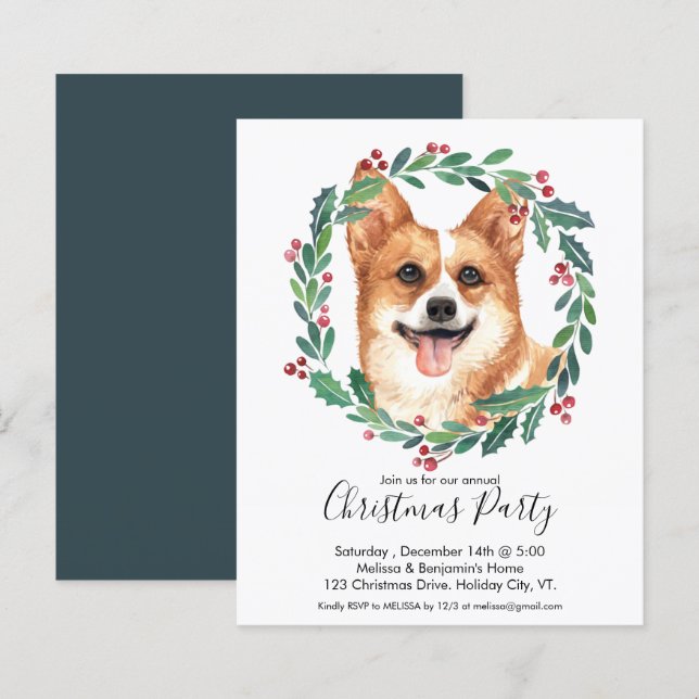 Papier Budget Pembroke Welsh Corgi Chien Invitation de No (Devant / Derrière)