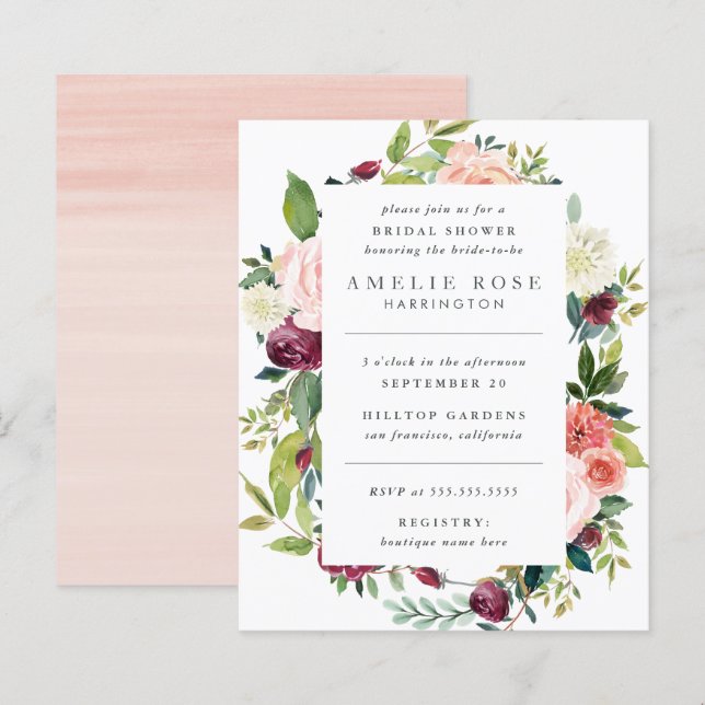 Papier Budget Peonies modernes et Fête des mariées de cou (Devant / Derrière)