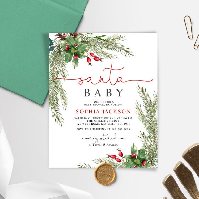 Papier Budget Père Noël Baby Christmas Baby shower Invita (Créateur téléchargé)