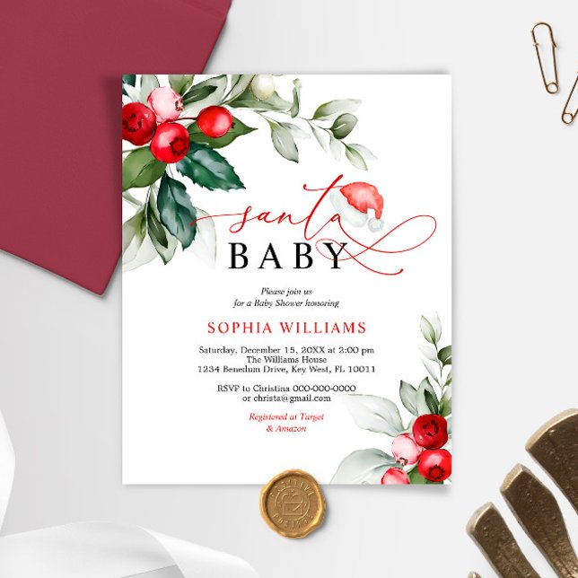 Papier Budget Père Noël Baby Christmas Baby shower Invita (Créateur téléchargé)