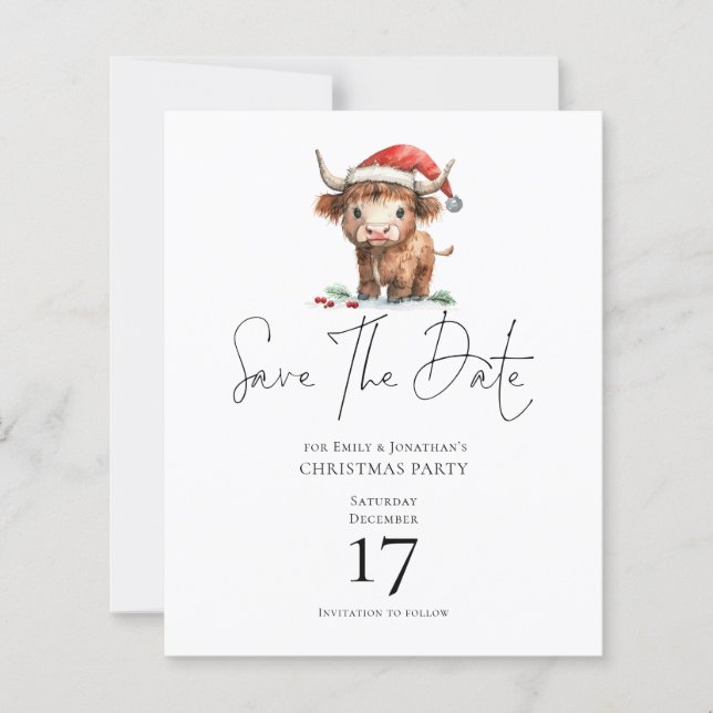 Papier Budget Père Noël Highland Cow Christmas Enregistre (Devant)